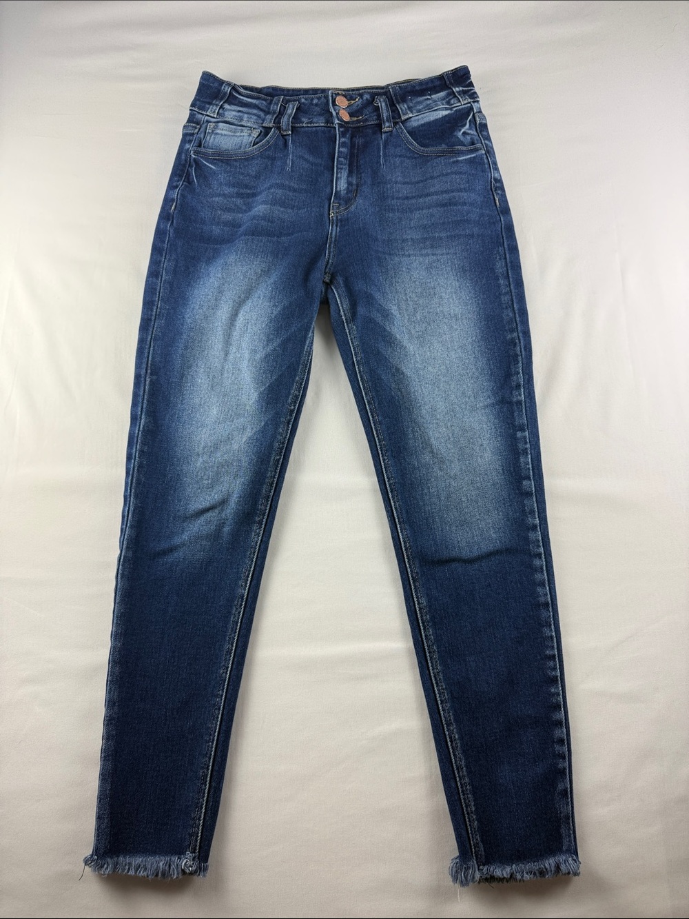 KanCan High Rise Ankle Skinny Jeans Raw Hem Double Button Women's Size 28